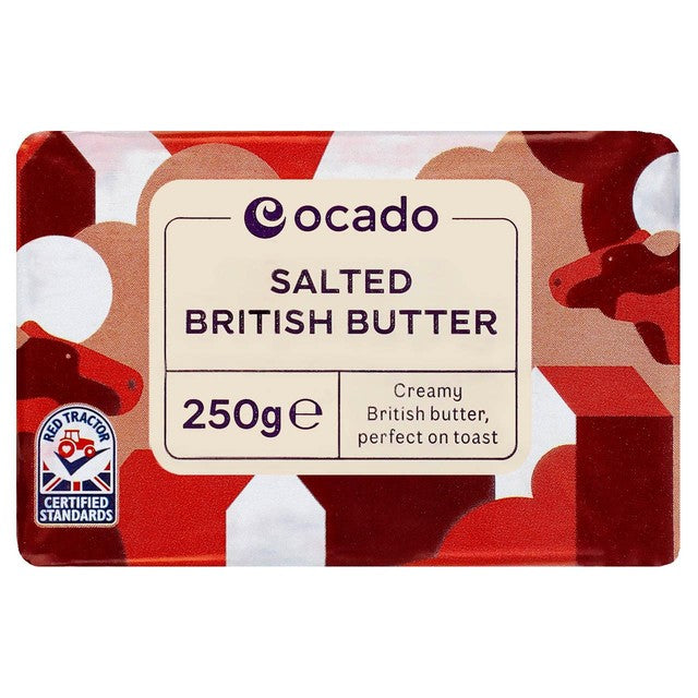 Ocado Salted Butter 250g Pack, imported from the UK