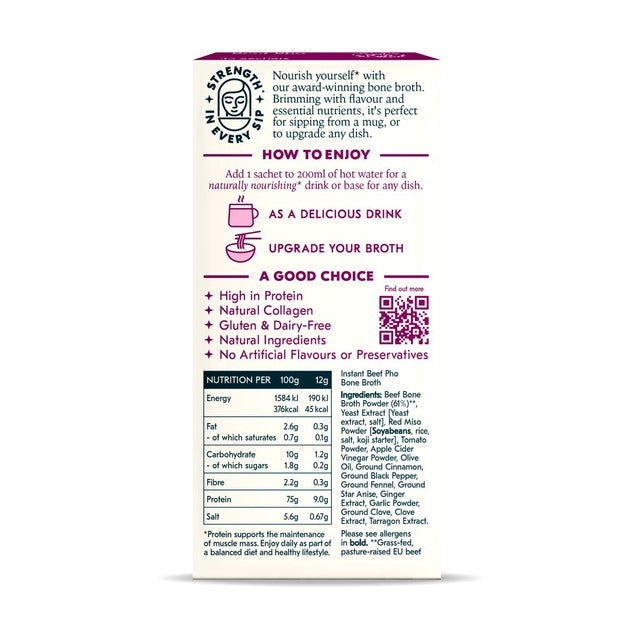 Freja instant beef pho bone broth sachets - British product