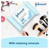 Johnson's Make Up Be Gone Moisturising Cleansing Wipes 25 pack, UK version