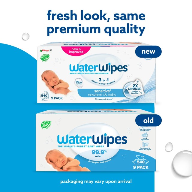WaterWipes sensitive newborn baby wipes 540 wipes (British brand)