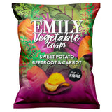 Emily Veg Crisps Rainbow Roots Sweet Potato, Carrot & Beetroot vegetable crisps 30g - British product
