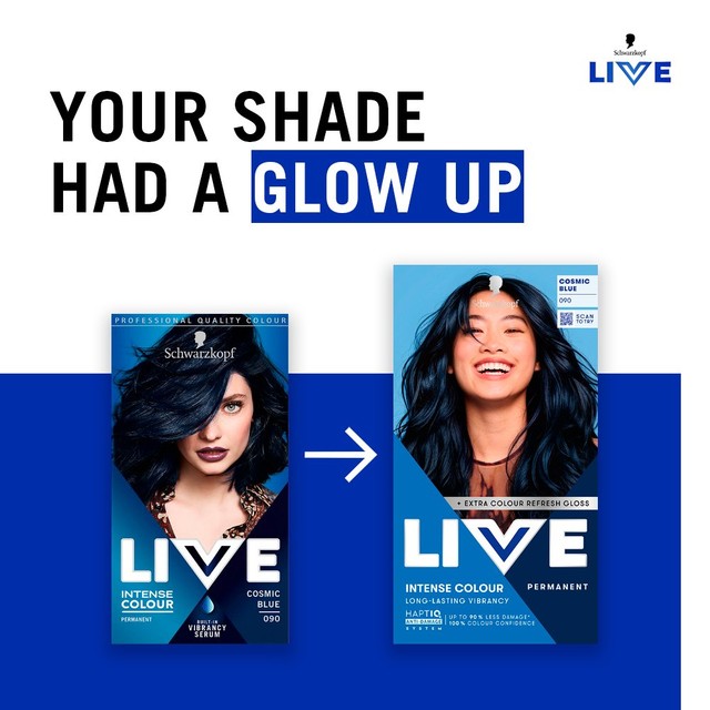 Schwarzkopf LIVE Cosmic Blue permanent hair dye, UK version