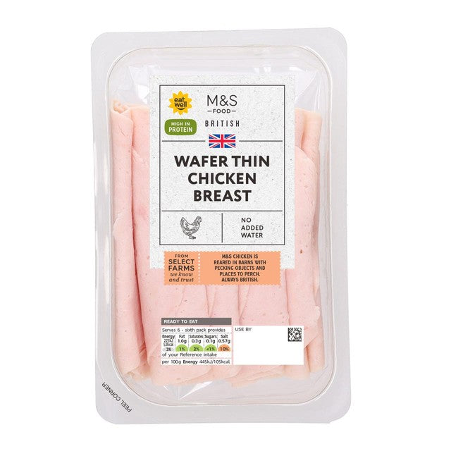 M&S wafer thin chicken breast 300g, imported from the UK