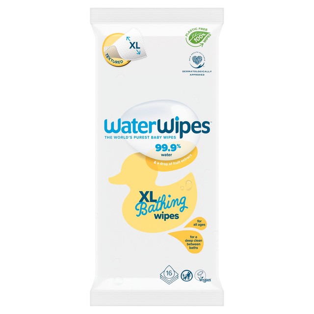 WaterWipes Sensitive+ Bathing Extra Large Baby Wipes 16 Pack (British brand)