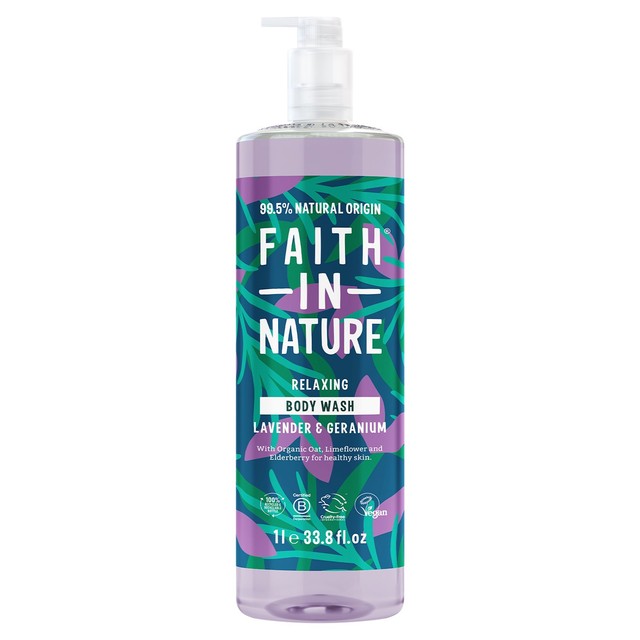 Faith In Nature lavender geranium body wash 1L - British product