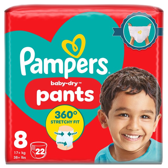 Pampers Baby Dry nappy pants size 8, imported from the UK