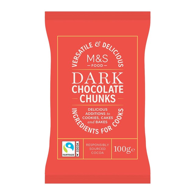 M&S dark chocolate chunks 100g, imported from the UK