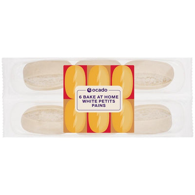 Ocado Bake at Home Hvite Petits Pains Delvis Bakte Brødrundstykker 6 per pakke