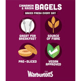Warburtons Cinnamon & Raisin Bagels 5 Pack (British brand)
