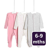 M&S Baby-Schlafanzüge mit Blumenmuster und Druckknöpfen, 3er-Pack, Rosa, 6-9 Monate