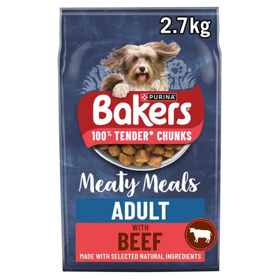 M&S Bakers Meaty Meals Beef Dry Dog Food 2.7kg- Buy online at McGrocer