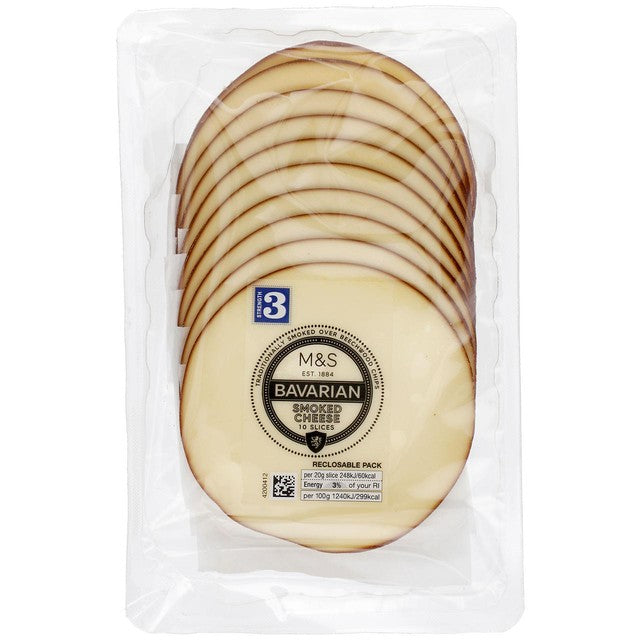 M&S Bavarian smoked cheese slices 200g, imported from the UK