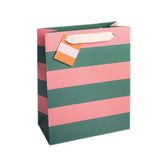 Caroline Gardner Green & Pink Stripe Medium Gift Bag, UK version