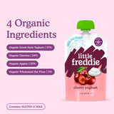 Little Freddie cherry Greek style yoghurt baby food pouch 100g, UK version