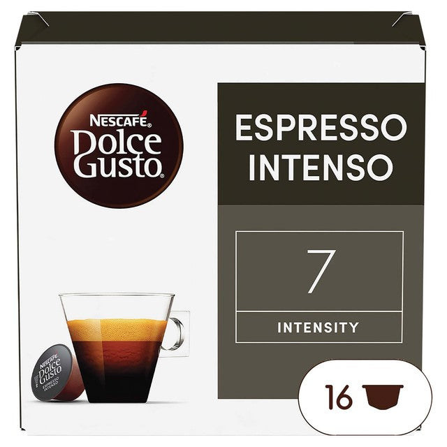 Dolce Gusto Espresso Intenso coffee pods 16 pack, imported from the UK