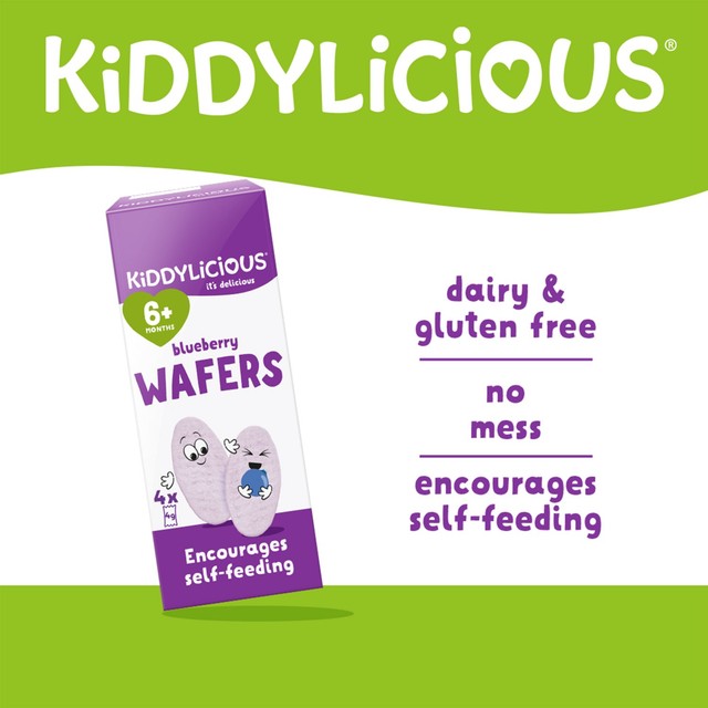Kiddylicious blueberry mini wafers baby snacks 4 x 4g, UK version