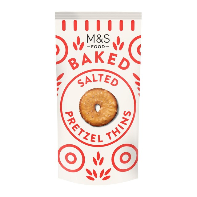 M&S salted pretzel thins 80g, imported from the UK
