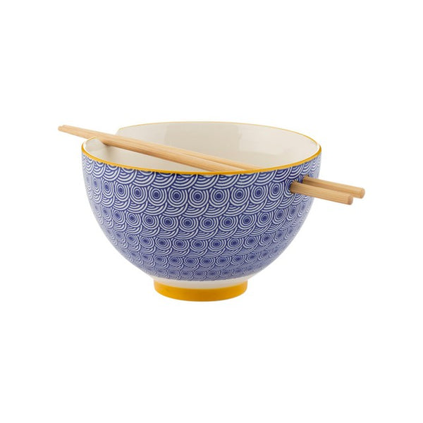 16cm Noodle Bowl with Bamboo Chopsticks and Built-in Resting Slots