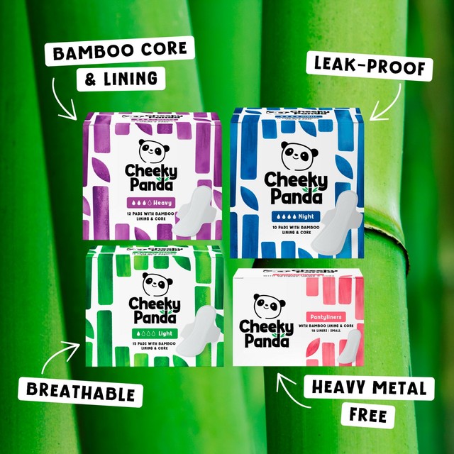 Cheeky Panda bamboo core night pads 10 pack 350mm (British brand)