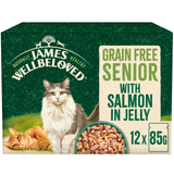 M&S James Wellbeloved Grain Free Senior Wet Cat Food Salmon in Jelly Pouches- Buy online at McGrocer