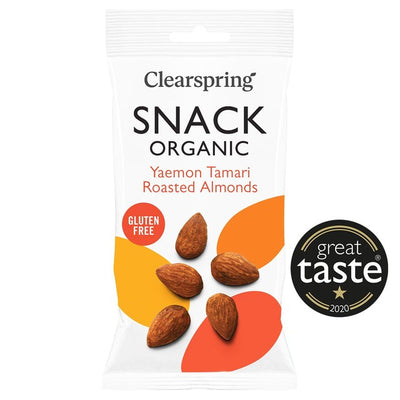 M&S Clearspring Tamari Roasted Sicilian Almonds Gluten Free Organic Snack 30g- Buy online at McGrocer