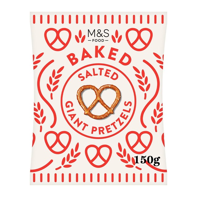 M&S salted giant pretzels 150g, imported from the UK