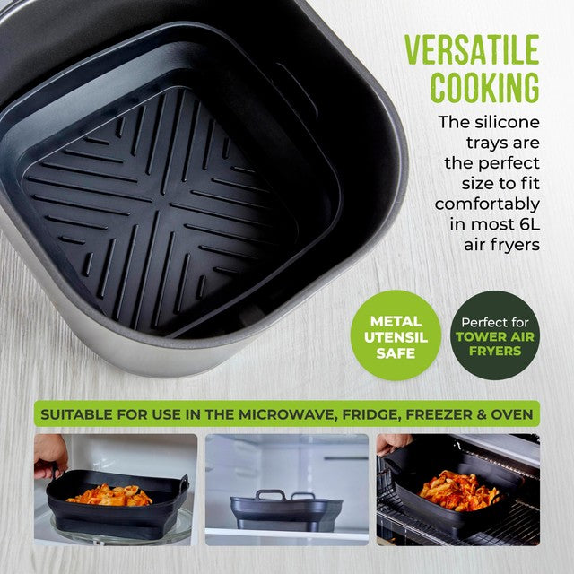 Tower foldable silicone square trays for air fryers, UK version