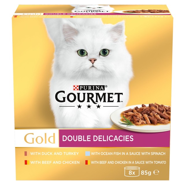Gourmet Gold Double Delicacies wet cat food 8 x 85g cans, UK version