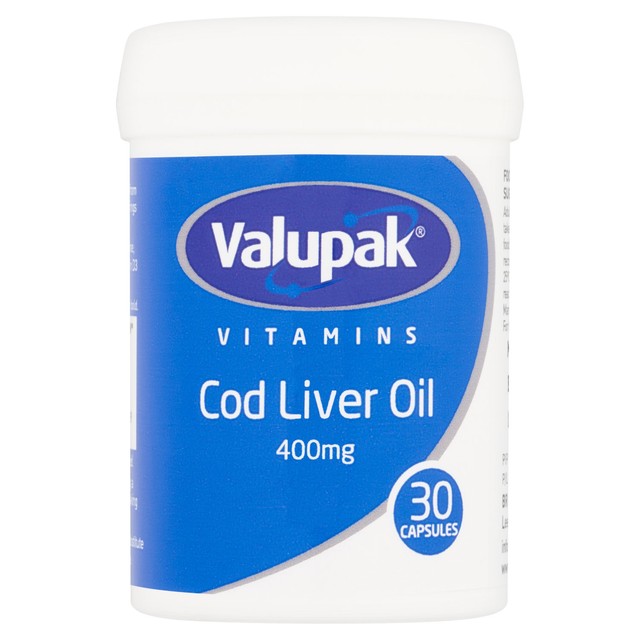 Valupak Cod Liver Oil Capsules 400mg (British brand)