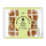 M&S Granny Smith apple hot cross buns 4 pack, imported from the UK