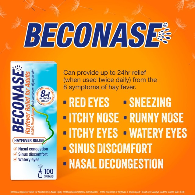 Beconase hayfever relief nasal spray for adults - British product