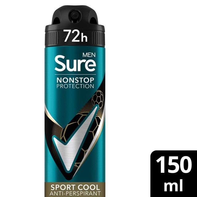 Sure men's anti-perspirant deodorant spray Sport Cool 150ml (British brand)