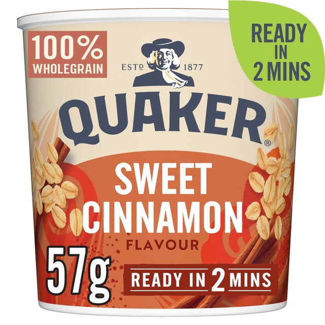 Quaker sweet cinnamon porridge pot 57g (British brand)