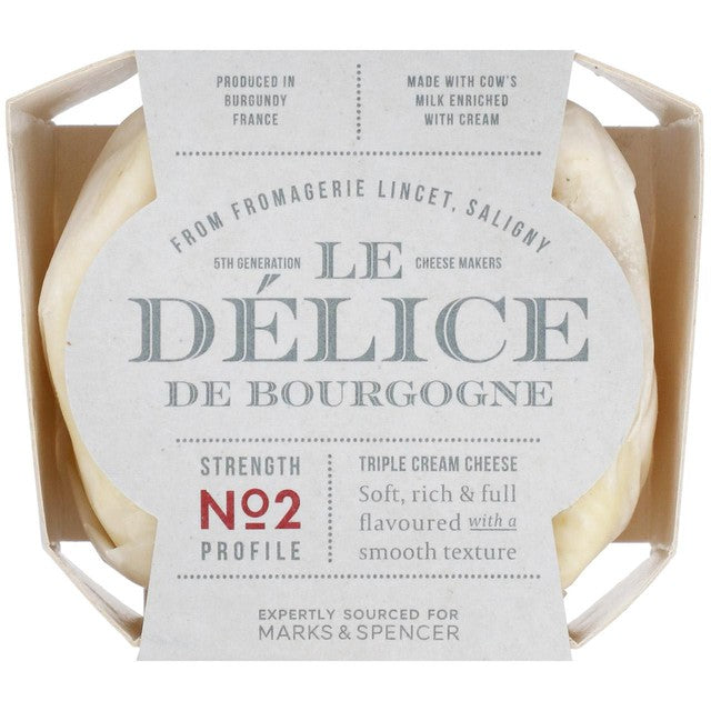 M&S Delice de Bourgogne triple cream soft cheese 200g, imported from the UK
