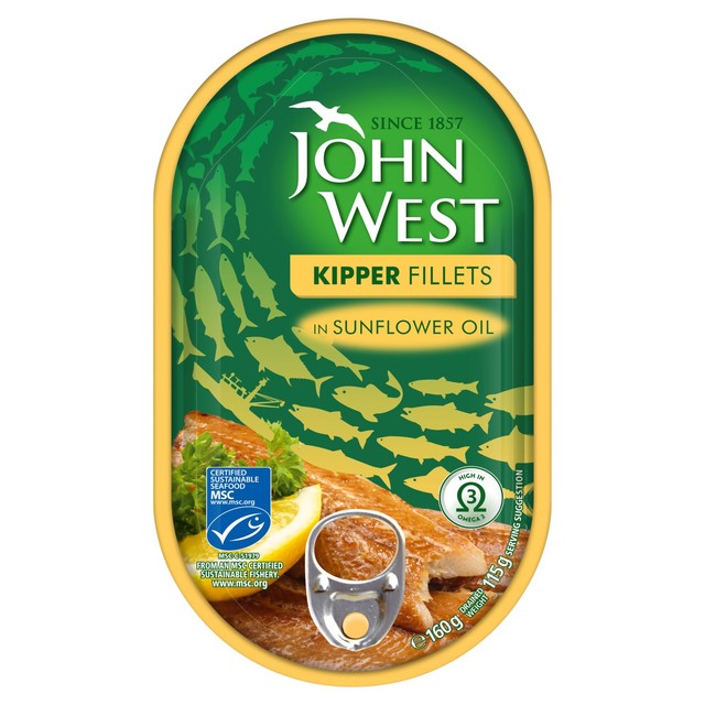 John West Kippers Brisling in Sunflower Oil 145g, UK version