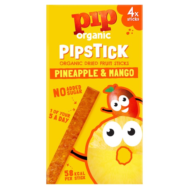 Pip Organic dried fruit Pineapple Mango 4 x 18g, imported from UK
