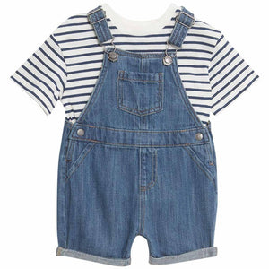 M&S Denim Bibshort Denim Mix Baby Outfit 6-9 Months