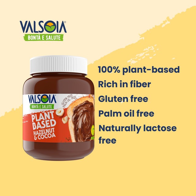 Valsoia dairy-free hazelnut and cocoa chocolate spread 400g (British brand)