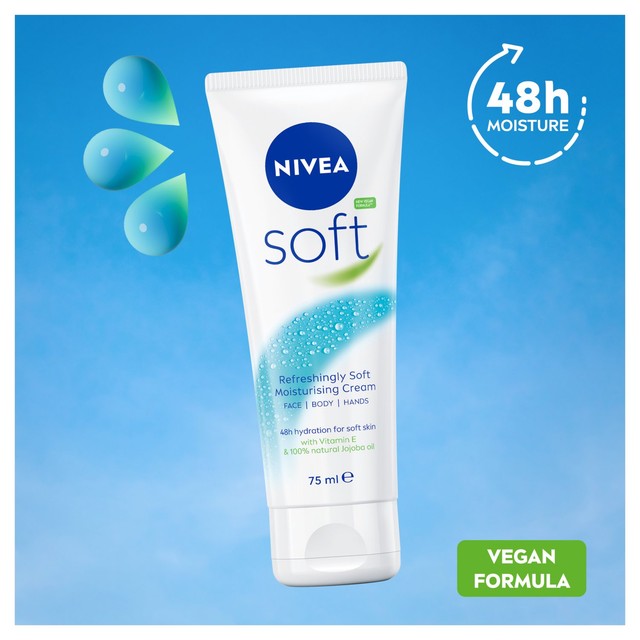 Nivea Soft moisturiser cream 75ml, imported from the UK