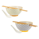 M&S Rayware Typhoon World Foods Rice and Soup Bowl Set with Chopsticks and Spoons 2 x 240ml- Buy online at McGrocer