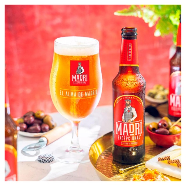 Madri Excepcional lager beer 24 x 330ml bottles, imported from the UK