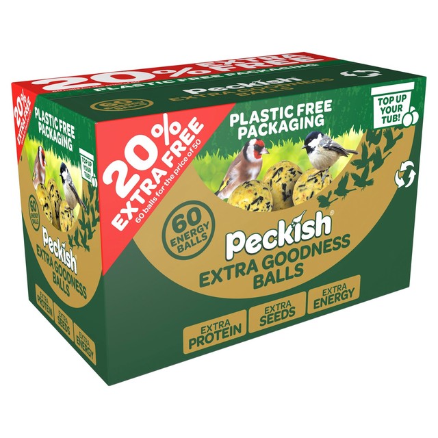 Peckish Extra Goodness bird food balls, pack of 60, imported from the UK