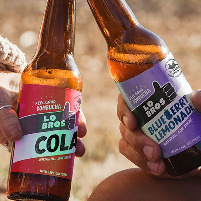 Lo Bros kombucha blueberry lemonade 330ml, UK version
