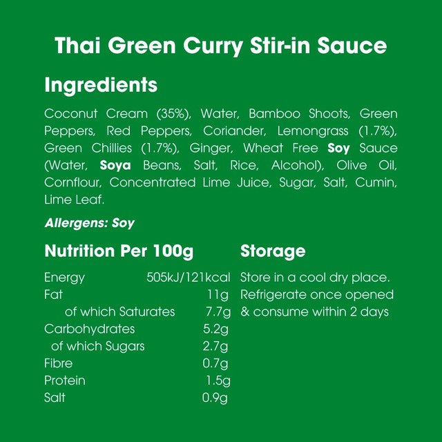Bay's Kitchen Thai Green Curry Low FODMAP Sauce 260g - British product