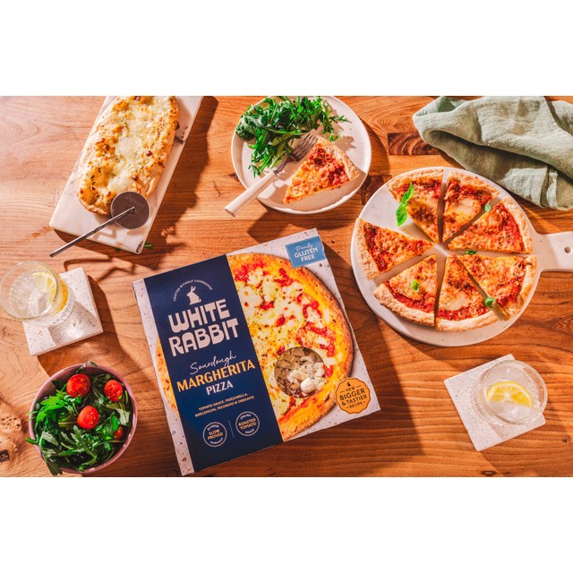 White Rabbit Pizza Co sourdough mozzarella garlic flatbread 210g (British brand)