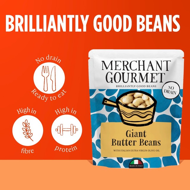 Merchant Gourmet butter beans in a pouch, UK version