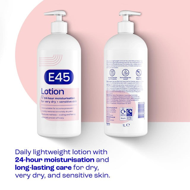 E45 moisturising lotion for dry sensitive skin (British brand)