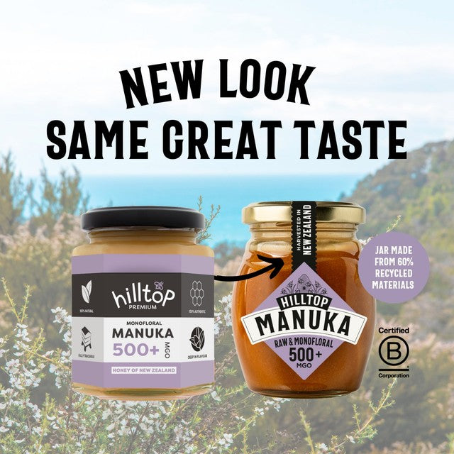 Hilltop Honey Manuka MGO500+ honey 225g jar, UK version