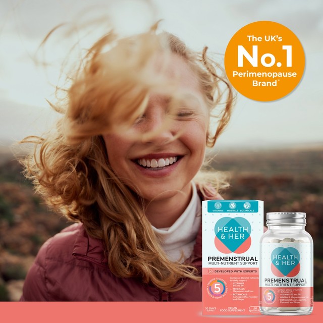 Health & Her premenstrual support capsules 60 count, UK version
