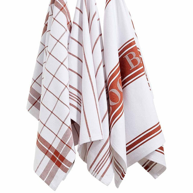 M&S terracotta striped tea towels 3 pack, imported from the UK